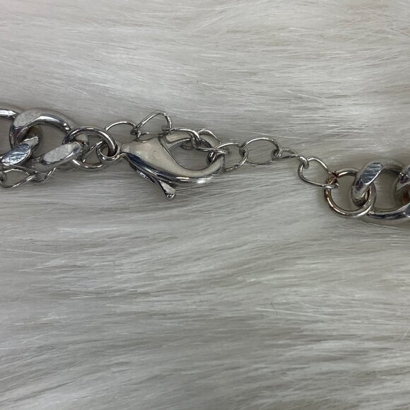 Silver Tone Disc Chain Bib Necklace 19-23" - Picture 8 of 9